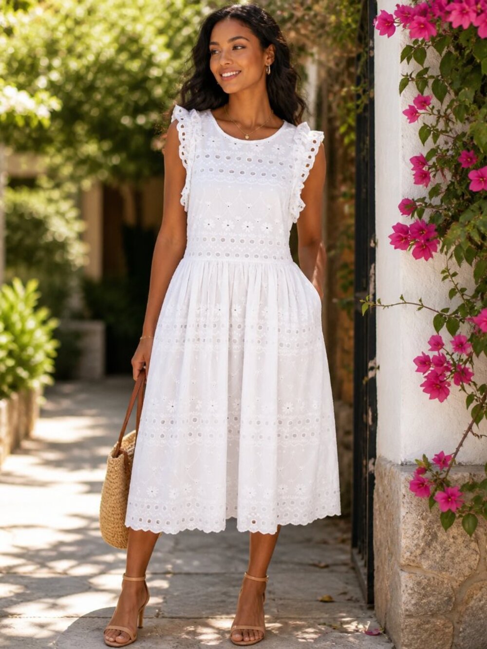 kate spade White Eyelet Midi Dress